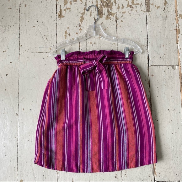 A New Day Linen Stripe Paper Bag Mini Skirt NWT XS - Picture 5 of 9